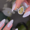 Stylishwe 4.5カラット ヘイロー ペアーカット イエローサファイア 婚約指輪