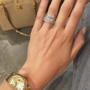 Stylishwe ゴージャス 4.0カラット クッションカット ヘイロー 指輪セット