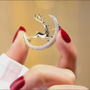 Stylishwe   クリスマス おしゃれ ヘラジカとムーン デザイン ブローチ