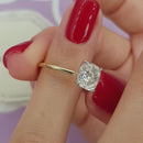 Stylishwe 3.0カラット イエローゴールド クッションカット 指輪セット