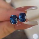 Stylishwe 2.0カラット サファイア クッションカット ピアス