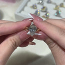 Stylishwe  3.5カラット  エレガント イエローゴールド ペアカット 指輪セット