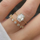 Stylishwe  3.0カラット  イエローゴールド エメラルドカット 指輪セット