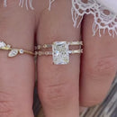 Stylishwe  3.0カラット  イエローゴールド ラディアントカット 指輪セット