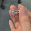 Stylishwe  3.5カラット ホワイトゴールド ペアカット指輪セット