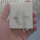 Stylishwe  非対称 リボンデザイン ホワイトゴールド  ピアス