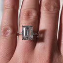 Stylishwe  5.0カラット ピンクゴールド エメラルドカット婚約指輪