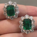 Stylishwe  2PC エメラルドカット エメラルドグリーン ジュエリーセット