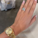 Stylishwe  4.5カラット ホワイトゴールド エメラルドカット 3PC指輪セット