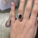 Stylishwe Classic 3.5 Carat Blue Sapphire Oval Cut Sterling Silver Engagement Ring 