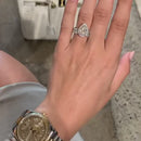 Stylishwe エレガント 2.2カラット ヘイロー ペアーカット 2連 セットリング