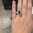 Stylishwe 3.5カラット オーバルカット 2連 エメラルド 指輪セット