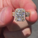 Stylishwe  3.3カラット スパークル ホワイトゴールド ラディアントカット スターリング シルバー婚約指輪