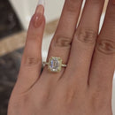 Stylishwe 2.5カラット エメラルドカット ヘイロー 婚約指輪