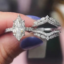 Stylishwe  2.5カラット  ホワイトゴールド マーキスカット指輪セット