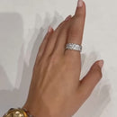 Stylishwe 5.0カラット 魅力的 ３列 ラウンドカット スターリングシルバー 結婚指輪