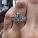 Stylishwe  4.5カラット ホワイトゴールド クッションカット 指輪セット