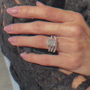 Stylishwe  4.0カラット ホワイトゴールド ラディアントカット 指輪セット