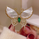 Stylishwe   高級感 バタフライデザイン エメラルド ブローチ3色選択可