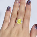 Stylishwe 5.0カラット 3ストーン ラディアントカット 婚約指輪