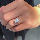 Stylishwe  6.0カラット 豪華 イエローゴールド エメラルドカット 婚約指輪