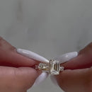 Stylishwe  3.5カラット エレガント イエローゴールド エメラルドカット 婚約指輪