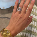 Stylishwe  3.5カラット  ホワイトゴールド オーバルカット 3PC 指輪セット