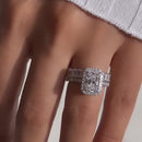 Stylishwe  3.5カラット  ホワイトゴールド ラディアントカット指輪セット