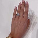 Stylishwe  4.5カラット ゴージャス クッションカット スターリングシルバー 3PC指輪セット