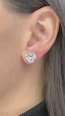 Stylishwe  エレガント クッションカットホワイトゴールド スタッドピアス