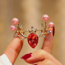 Stylishwe   クリスマス 可愛い ヘラジカ 枝角 デザイン ブローチ4色選択可