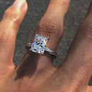 Stylishwe  4.0カラット ホワイトゴールド ラディアントカット 婚約指輪