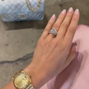 Stylishwe  4.5カラット ホワイトゴールド クッションカット 3PC指輪セット