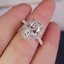 Stylishwe 3.50カラット ヘイロー オーバルカット 婚約指輪 スターリングシルバー