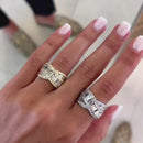 Stylishwe  5.0カラット イエローゴールド&ホワイトゴールド エメラルドカット エタニティリング