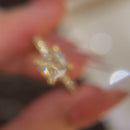 Stylishwe  1.5カラット エレガント イエローゴールド クッションカット 婚約指輪