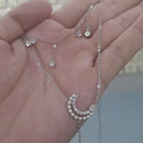 Stylishwe   スターとムーンデザイン パール ２連  ペンダント ネックレス