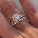 Stylishwe 3.0カラット クッションカット スターリングシルバー イエローゴールド 3pc 指輪セット