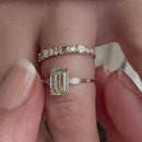 Stylishwe  3.0カラット 可愛くて上品 イエローゴールド エメラルドカット 指輪セット