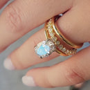 Stylishwe  3.5カラット オシャレ イエローゴールド オーバルカット 3PC指輪セット