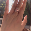 Stylishwe 2.20カラット 合成モルガナイト ペアシェイプ 指輪セット スターリングシルバー