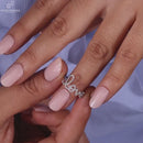 Stylishwe ユニークな文字 "love" ホワイトゴールド ラウンドカット結婚指輪