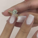 Stylishwe クラシック 1.5カラット イエローゴールド クッションカット シルバー セットリング