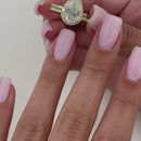 Stylishwe イエローゴールド ヘイロー ペアーカット 指輪セット スターリングシルバー