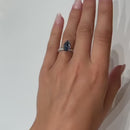 Stylishwe Unique 3.0 Carat Pear Cut Blue Sapphire Sterling Silver Engagement Ring 