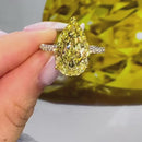 Stylishwe  5.0カラット イエローサファイア ペアカット婚約指輪