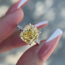 Stylishwe  4.5カラット イエローサファイア クッションカット 婚約指輪