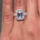 Stylishwe  3.0カラット スパークル ホワイトゴールド エメラルドカット 婚約指輪
