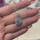 Stylishwe クラシックハロー スターリングシルバー ラウンドカット ペンダント ネックレス