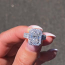 Stylishwe  3.3カラット スパークル ホワイトゴールド ラディアントカット スターリング シルバー婚約指輪